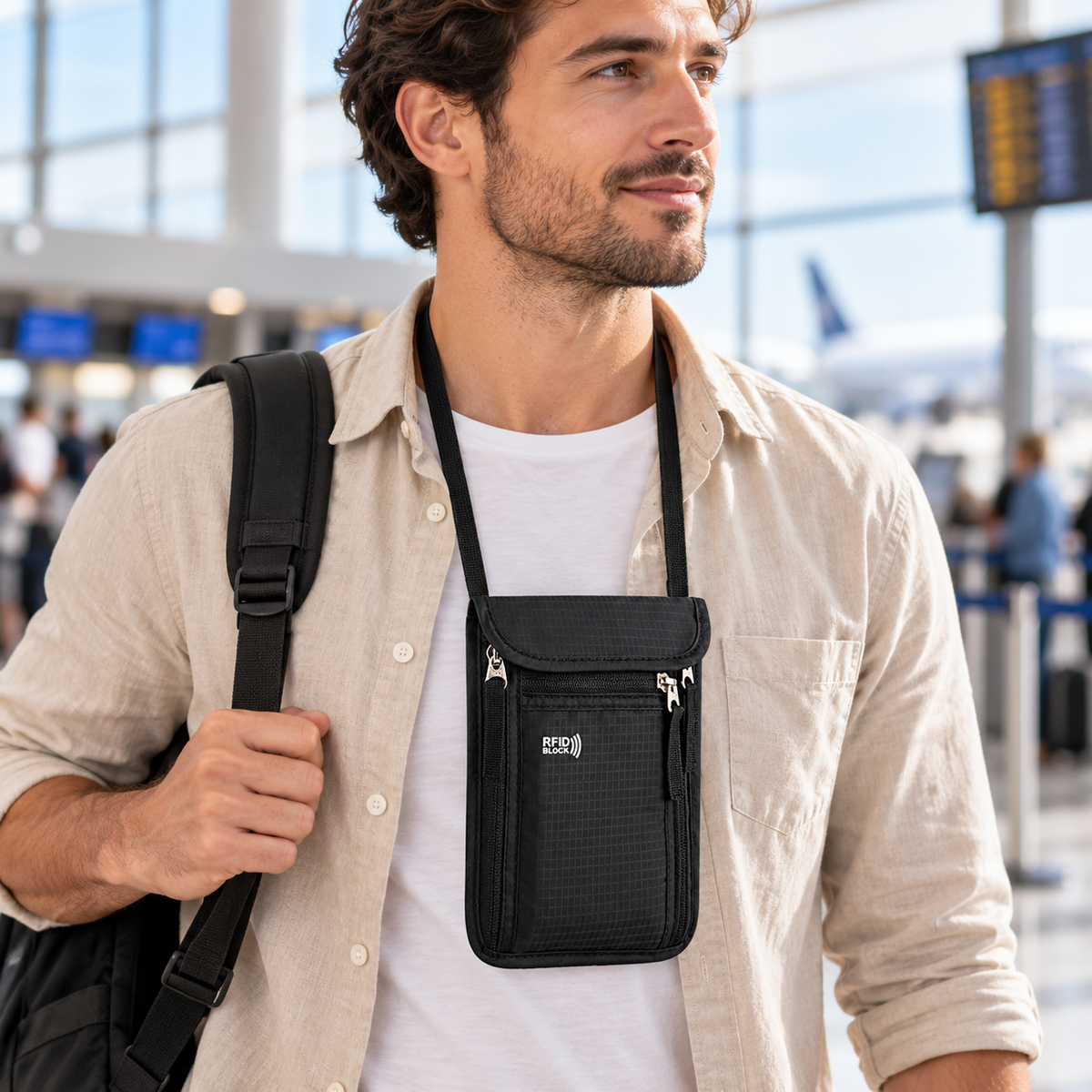 Travel Neck Wallet & Passport Holder – RFID Blocking Family Organizer Pouch
